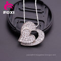 Collier pendentif plaqué argent à la forme double coeur